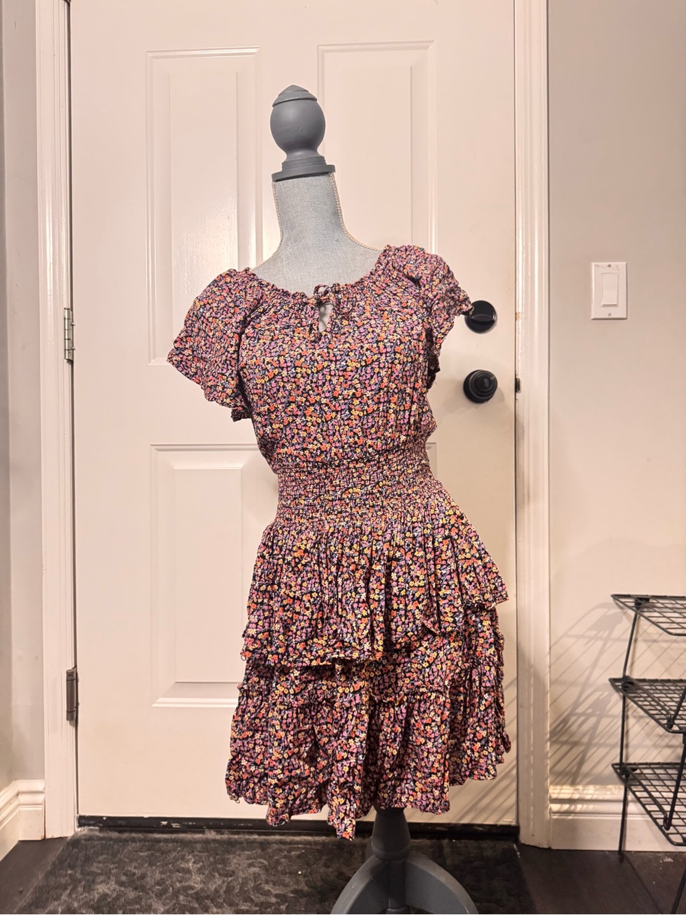 Patrons of Peace Pink Multi Floral Ruffled Mini Dress